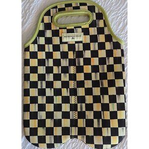 Mackenzie Childs Courtly Check Insulated Neoprene Wine Bottle Tote Carrier